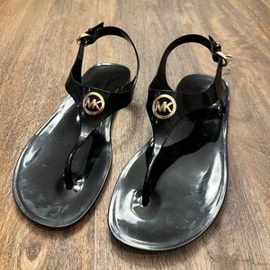 Black Michael Kors Jelly Thong Sandals